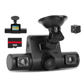 1Pc 360 Degree View FHD 4 Channel Dash Cam 1080P Front 480P Rear Left Right Inside Dash Camera With IR Night Vision Loop Recording Motion Detecti (Color: Black)