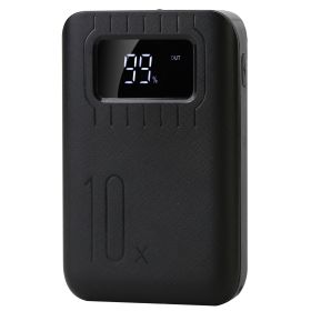 1Pc 1W MAh Portable Power Bank External Battery Pack Charger Dual USB Charge Interface With LCD Display Flashlight Type C Micro USB Lightning Inp (Color: Black)