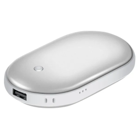 Portable Hand Warmer 5000mAh Power Bank Rechargeable (Color: Silver)